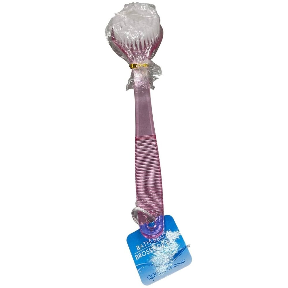 bath brush April bath & shower pink 14" plastic READ new